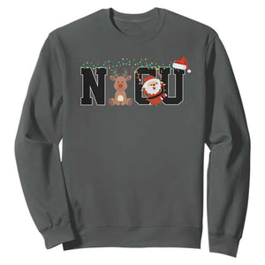 Christmas NICU Nurse Sweatshirt Cute Reindeer Student Xmas Gift TS10 Dark Heather Print Your Wear