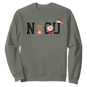 Christmas NICU Nurse Sweatshirt Cute Reindeer Student Xmas Gift TS10 Military Green Print Your Wear