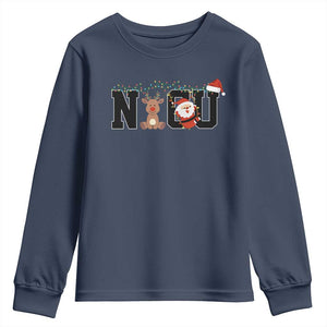 Christmas NICU Nurse Youth Sweatshirt Cute Reindeer Student Xmas Gift TS10 Navy Print Your Wear