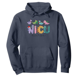 NICU Nurse Christmas Hoodie Xmas Light Neonatal Intensive Care Unit Nurse Appreciation Gift Dinosaur TS10 Navy Print Your Wear
