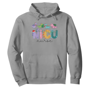 NICU Nurse Christmas Hoodie Xmas Light Neonatal Intensive Care Unit Nurse Appreciation Gift Dinosaur TS10 Sport Gray Print Your Wear