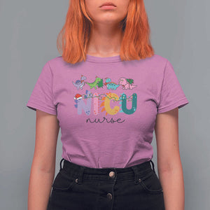 NICU Nurse Christmas T Shirt For Women Xmas Light Neonatal Intensive Care Unit Nurse Appreciation Gift Dinosaur TS10 Azalea Print Your Wear