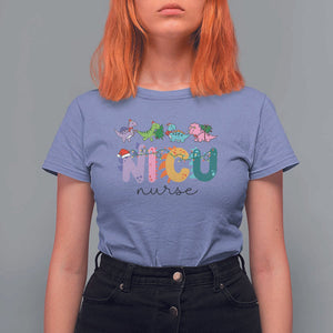 NICU Nurse Christmas T Shirt For Women Xmas Light Neonatal Intensive Care Unit Nurse Appreciation Gift Dinosaur TS10 Violet Print Your Wear