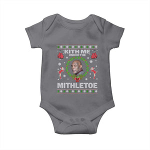 Funny Christmas Baby Onesie Kith Me Under The Mithletoe Tyson Ugly Xmas TS10 Charcoal Print Your Wear