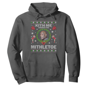 Funny Christmas Hoodie Kith Me Under The Mithletoe Tyson Ugly Xmas TS10 Dark Heather Print Your Wear