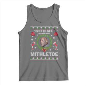 Funny Christmas Tank Top Kith Me Under The Mithletoe Tyson Ugly Xmas TS10 Black Heather Print Your Wear