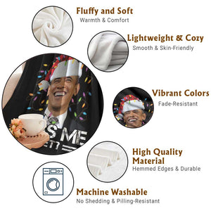 Funny Christmas Obama Throw Blanket Funny Santa Xmas Light TS10 Print Your Wear