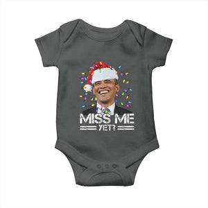 Funny Christmas Obama Baby Onesie Funny Santa Xmas Light TS10 Dark Heather Print Your Wear