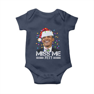Funny Christmas Obama Baby Onesie Funny Santa Xmas Light TS10 Navy Print Your Wear