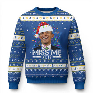 Funny Christmas Obama Hanukkah Ugly Sweater Funny Santa Xmas Light TS10 Blue White Print Your Wear