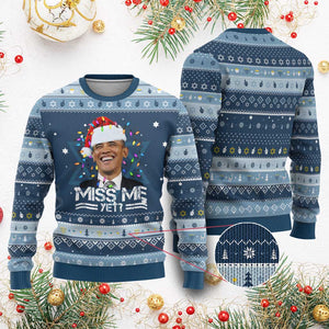 Funny Christmas Obama Hanukkah Ugly Sweater Funny Santa Xmas Light TS10 Navy Light Blue Print Your Wear