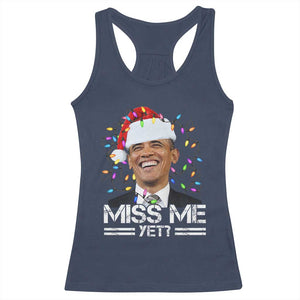 Funny Christmas Obama Racerback Tank Top Funny Santa Xmas Light TS10 Navy Print Your Wear