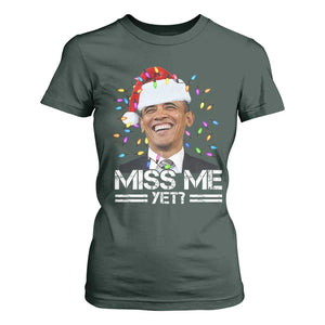 Funny Christmas Obama T Shirt For Women Funny Santa Xmas Light TS10 Dark Forest Green Print Your Wear