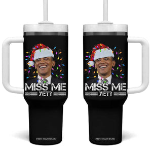 Funny Christmas Obama Tumbler With Handle Funny Santa Xmas Light TS10 One Size: 40 oz Black Print Your Wear