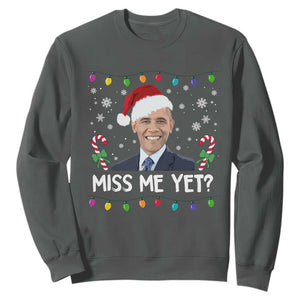 Funny Obama Ugly Xmas Sweatshirt Funny Santa Xmas Light TS10 Dark Heather Print Your Wear