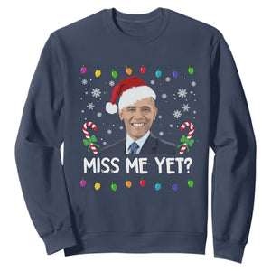 Funny Obama Ugly Xmas Sweatshirt Funny Santa Xmas Light TS10 Navy Print Your Wear