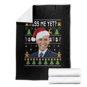 Funny Obama Ugly Xmas Throw Blanket Miss Me Yet Pajamas Ugly TS10 Black Print Your Wear