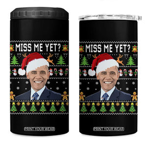 Funny Obama Ugly Xmas 4 in 1 Can Cooler Tumbler Miss Me Yet Pajamas Ugly TS10 One Size: 16 oz Black Print Your Wear
