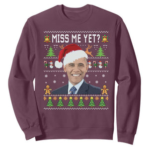 Funny Obama Ugly Xmas Sweatshirt Miss Me Yet Pajamas Ugly TS10 Maroon Print Your Wear