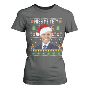 Funny Obama Ugly Xmas T Shirt For Women Miss Me Yet Pajamas Ugly TS10 Dark Heather Print Your Wear