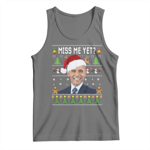 Funny Obama Ugly Xmas Tank Top Miss Me Yet Pajamas Ugly TS10 Black Heather Print Your Wear