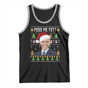 Funny Obama Ugly Xmas Tank Top Miss Me Yet Pajamas Ugly TS10 Black Athletic Heather Print Your Wear