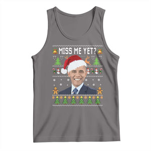 Funny Obama Ugly Xmas Tank Top Miss Me Yet Pajamas Ugly TS10 Deep Heather Print Your Wear