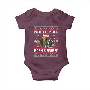 Funny Ugly Christmas Baby Onesie Fresh North Pole Born and Raised Prince TS10 Maroon Print Your Wear