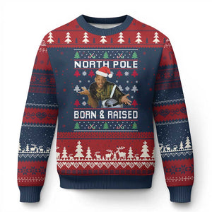 Funny Ugly Xmas Ugly Christmas Sweater Fresh North Pole Born and Raised Prince TS10 Navy Red Print Your Wear