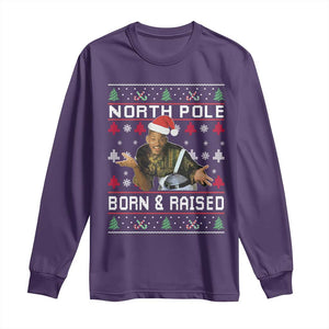 Funny Ugly Christmas Long Sleeve Shirt Fresh North Pole Born and Raised Prince TS10 Purple Print Your Wear