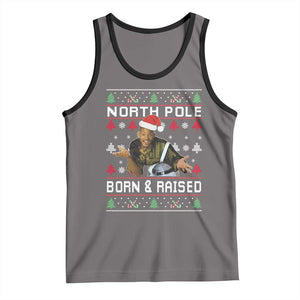 Funny Ugly Christmas Tank Top Fresh North Pole Born and Raised Prince TS10 Deep Heather Black Print Your Wear