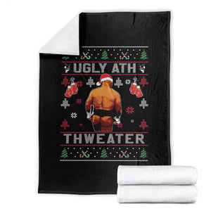 Funny Christmas Throw Blanket Merry Chrithmith Ugly Ath Thweater Tyson TS10 Black Print Your Wear
