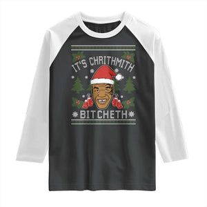 Funny Christmas Raglan Shirt Merry Chrithmith Ath Thweater Tyson Professional Boxer Ugly Xmas TS10 Black White Print Your Wear