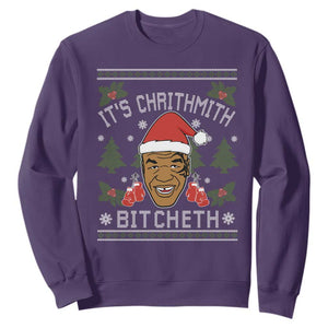 Funny Christmas Sweatshirt Merry Chrithmith Ath Thweater Tyson Professional Boxer Ugly Xmas TS10 Purple Print Your Wear