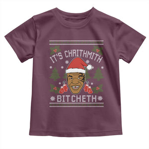 Funny Christmas Toddler T Shirt Merry Chrithmith Ath Thweater Tyson Professional Boxer Ugly Xmas TS10 Maroon Print Your Wear