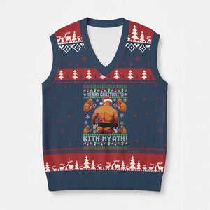 Merry Chrithmith Kith My Ath Funny Ugly Xmas V-Neck Knit Sweater Vest TS10 Navy Red Print Your Wear