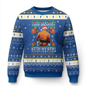 Merry Chrithmith Kith My Ath Funny Ugly Christmas Hanukkah Ugly Sweater TS10 Blue White Print Your Wear