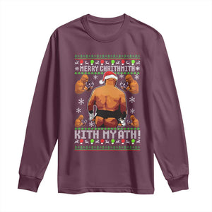 Merry Chrithmith Kith My Ath Funny Ugly Christmas Long Sleeve Shirt TS10 Maroon Print Your Wear
