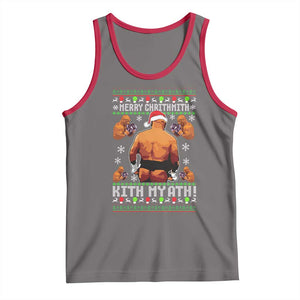 Merry Chrithmith Kith My Ath Funny Ugly Christmas Tank Top TS10 Deep Heather Red Print Your Wear