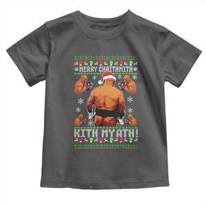Merry Chrithmith Kith My Ath Funny Ugly Christmas Toddler T Shirt TS10 Dark Heather Print Your Wear