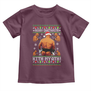 Merry Chrithmith Kith My Ath Funny Ugly Christmas Toddler T Shirt TS10 Maroon Print Your Wear
