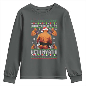 Merry Chrithmith Kith My Ath Funny Ugly Christmas Youth Sweatshirt TS10 Dark Heather Print Your Wear