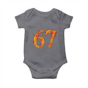 Fire Flame Number 67 Baby Onesie Funny Six Seven Gen Alpha Slang Meme Sports Team Jersey TS10 Charcoal Print Your Wear