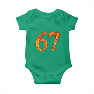 Fire Flame Number 67 Baby Onesie Funny Six Seven Gen Alpha Slang Meme Sports Team Jersey TS10 Irish Green Print Your Wear