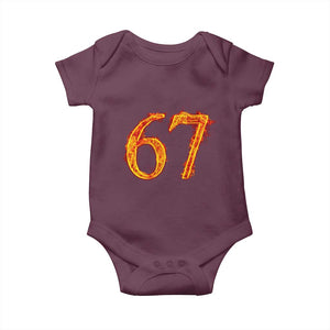 Fire Flame Number 67 Baby Onesie Funny Six Seven Gen Alpha Slang Meme Sports Team Jersey TS10 Maroon Print Your Wear