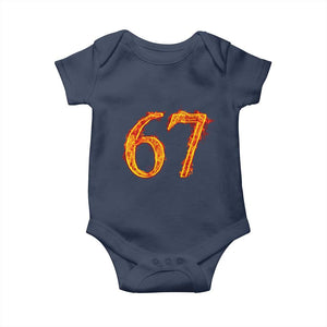 Fire Flame Number 67 Baby Onesie Funny Six Seven Gen Alpha Slang Meme Sports Team Jersey TS10 Navy Print Your Wear
