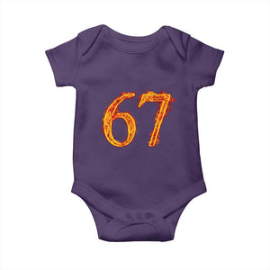 Fire Flame Number 67 Baby Onesie Funny Six Seven Gen Alpha Slang Meme Sports Team Jersey TS10 Purple Print Your Wear