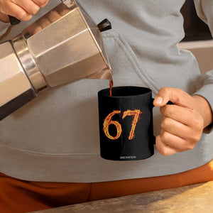 Fire Flame Number 67 Coffee Mug Funny Six Seven Gen Alpha Slang Meme Sports Team Jersey TS10 Print Your Wear