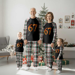 Fire Flame Number 67 Plaid Pajama Set Funny Six Seven Gen Alpha Slang Meme Sports Team Jersey TS10 Christmas Plaid Print Your Wear