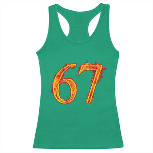 Fire Flame Number 67 Racerback Tank Top Funny Six Seven Gen Alpha Slang Meme Sports Team Jersey TS10 Irish Green Print Your Wear
